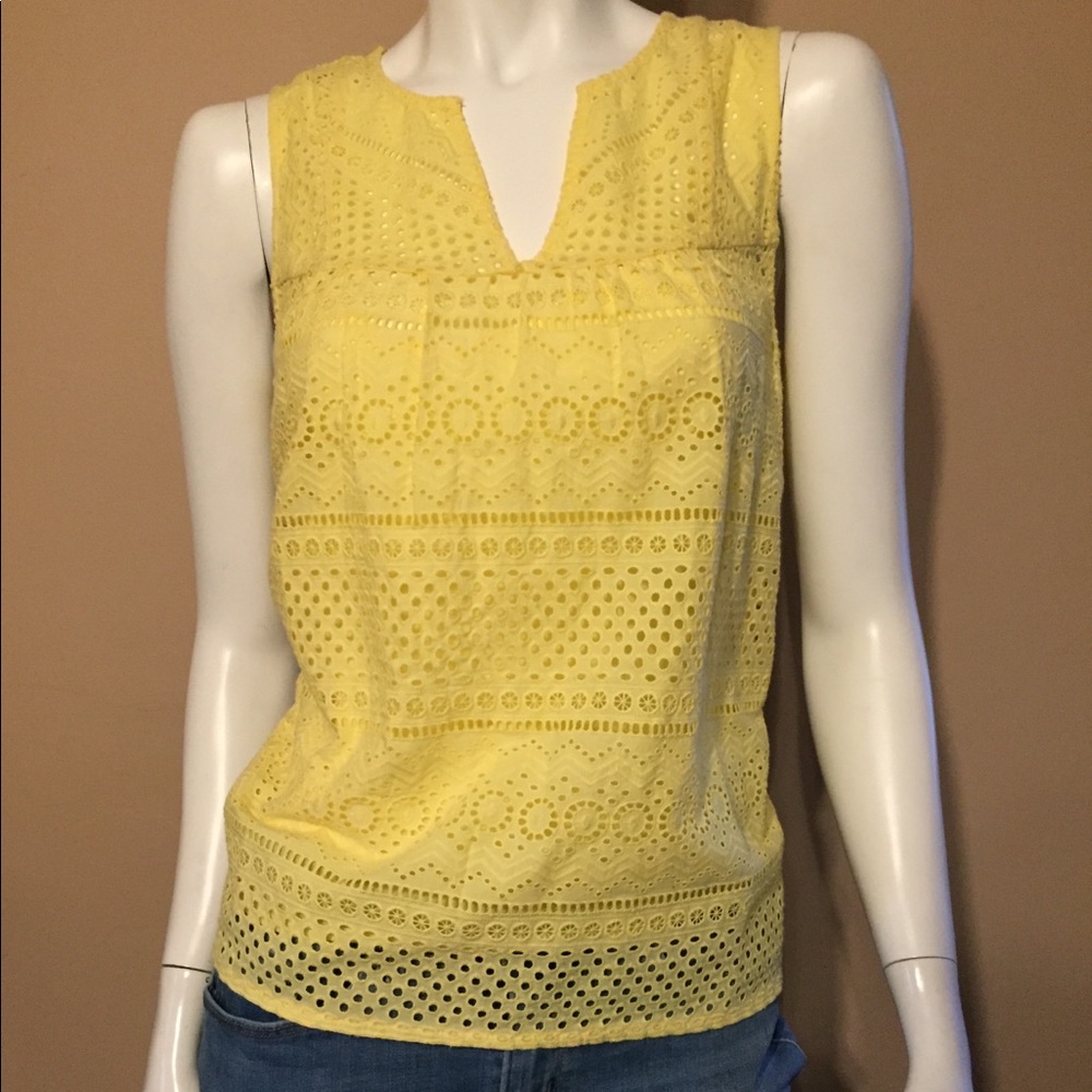 Lucky brand Yellow eyelet lace top
